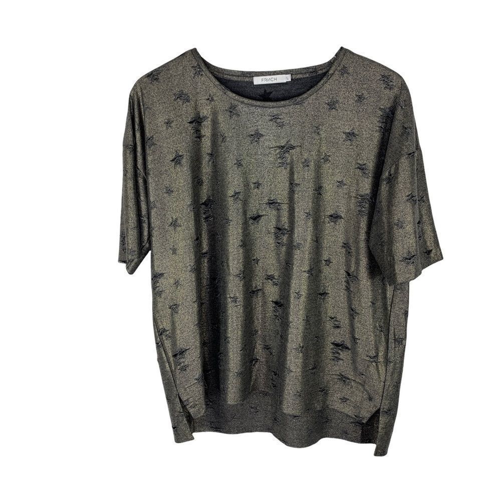 FRNCH Bronze Short Sleeved Distressed Tee Shirt‎
